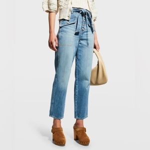 Veronica Beard Jeans Rinley Straight-Leg Belted Cropped Jeans